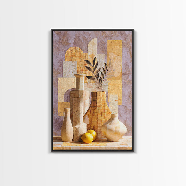 Organic Shape Collage Framed Canvas Print, Boho Art, Room Decor, Living Room Decor, Abstract Art, Bohemian, Printable, BOH-2x3-8