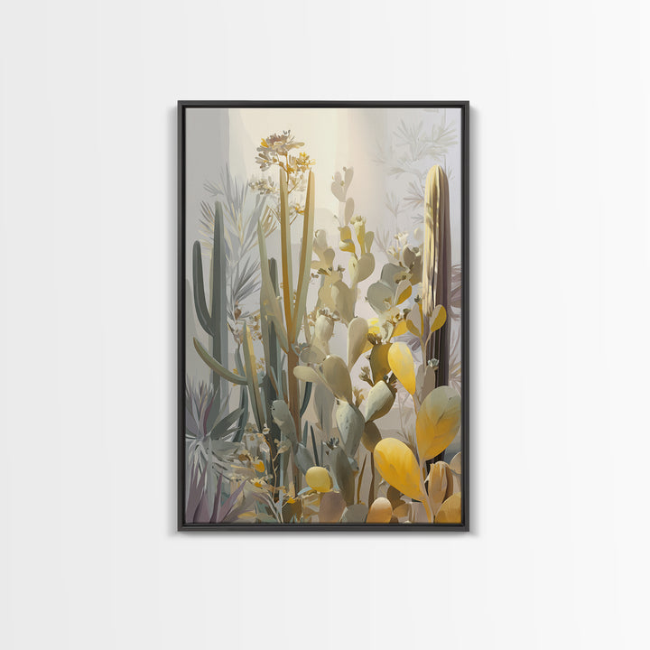 Desert Sun with Cactus and Warm Clay Canvas Print, Boho Art, Canvas Art, Living Room Decor, Fine Art, Bohemian, Wall Art Set, BOH-2x3-9