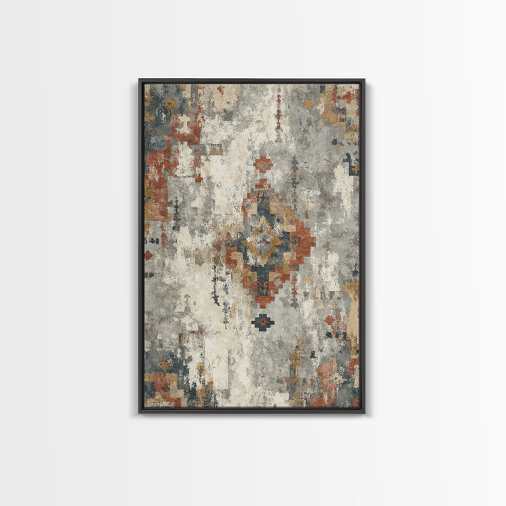 Tribal Neutral Pattern Framed Canvas Print, Boho Art, Printable Art, Living Room Decor, Fine Art, Bohemian, Neutral Decor, BOH-2x3-94