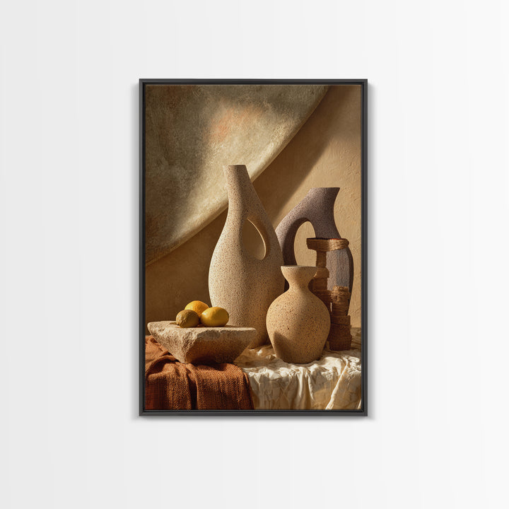 Abstract Clay Shapes Canvas Print, Boho Art, Wall Print, Living Room Decor, Abstract Art, Bohemian, Minimalist Decor, BOH-2x3-96
