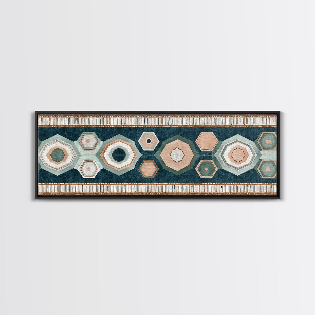 Macrame Geometric Fringe Pattern Framed Canvas Print, Boho Art, Contemporary Art, Living Room Decor, Abstract Art, Bohemian, BOH-3x1-23