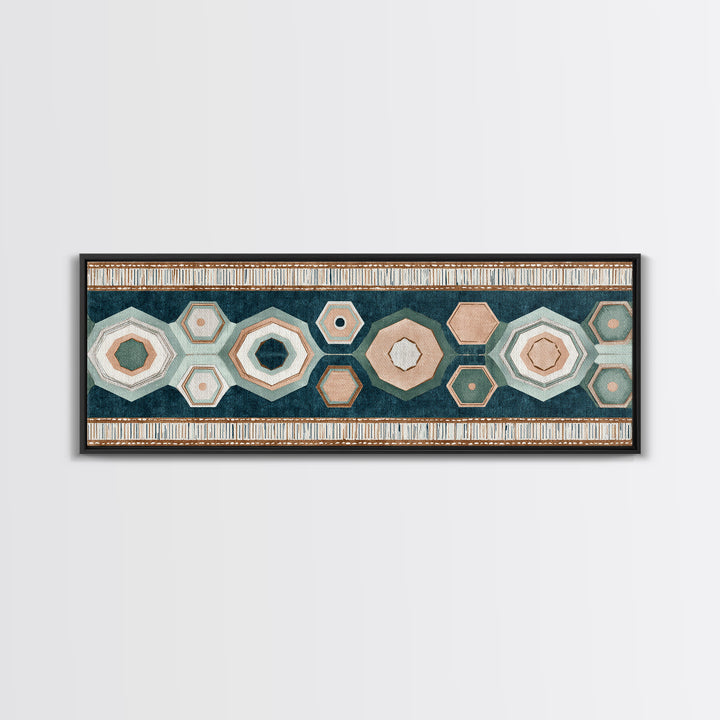 Macrame Geometric Fringe Pattern Framed Canvas Print, Boho Art, Contemporary Art, Living Room Decor, Abstract Art, Bohemian, BOH-3x1-23