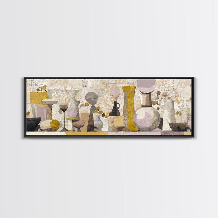 Tribal Neutral Pattern Canvas Print, Boho Art, Mid Century Modern, Living Room Decor, Fine Art, Bohemian, Boho Wall Art, BOH-3x1-30