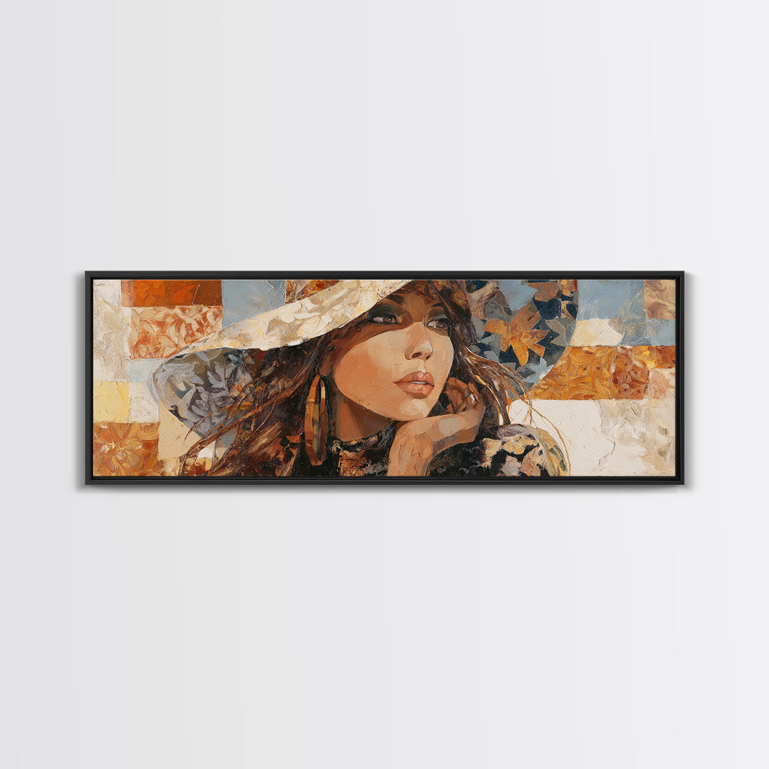 Desert Woman Portrait Canvas Print, Boho Art, Home Decor, Living Room Decor, Fine Art, Bohemian, Artwork, Wallart, Art Nouveau, BOH-3x1-31