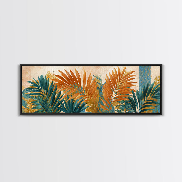 Terracotta Palm Leaves Canvas Print, Boho Art, Neutral Decor, Living Room Decor, Fine Art, Bohemian, Wall Decor, Prints, BOH-3x1-45