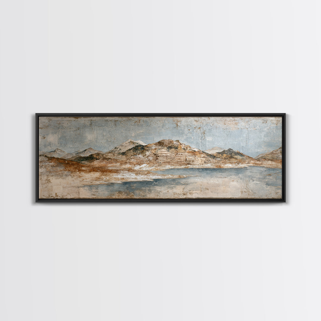 Earth Tone Mountain and River Abstraction Canvas Print, Boho Art, Canvas Art, Living Room Decor, Bohemian, Wall Art Set, BOH-3x1-75