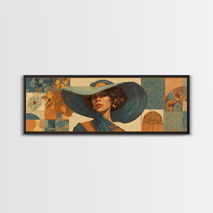 Desert Woman Portrait Framed Canvas Print, Boho Art, Digital Print, Living Room Decor, Oil Painting, Bohemian, Gallery Decor, BOH-3x1-79