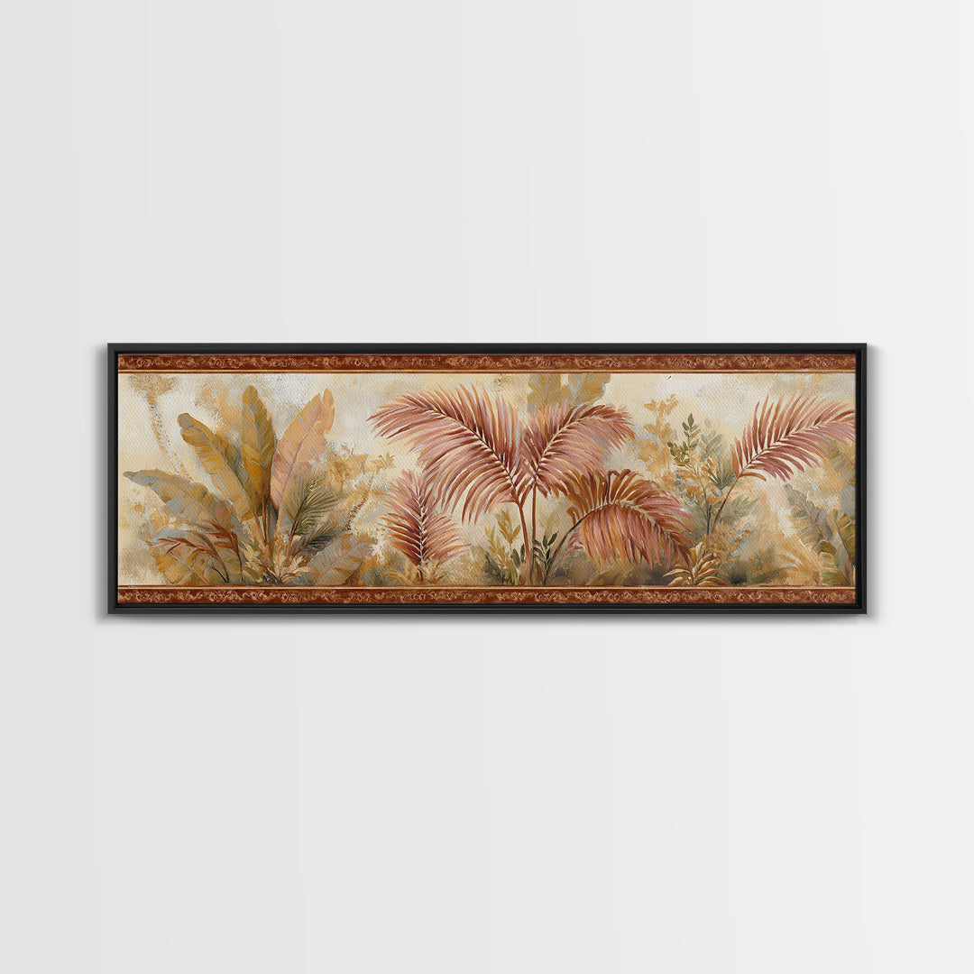 Terracotta Palm Leaves Canvas Print, Boho Art, Home Decor, Living Room Decor, Fine Art, Bohemian, Artwork, Wallart, Art Nouveau, BOH-3x1-93
