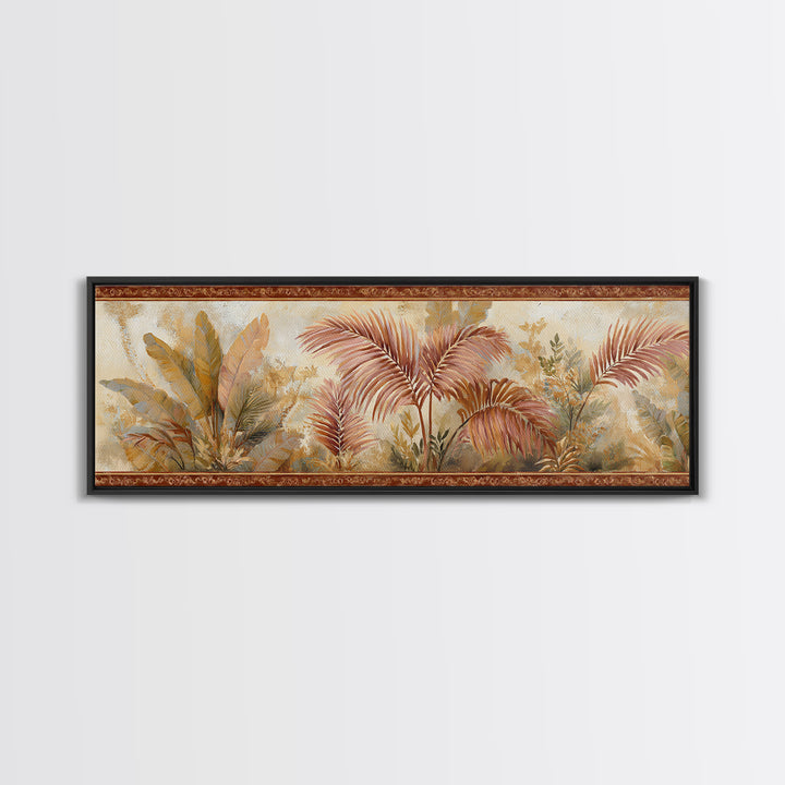 Terracotta Palm Leaves Canvas Print, Boho Art, Home Decor, Living Room Decor, Fine Art, Bohemian, Artwork, Wallart, Art Nouveau, BOH-3x1-93