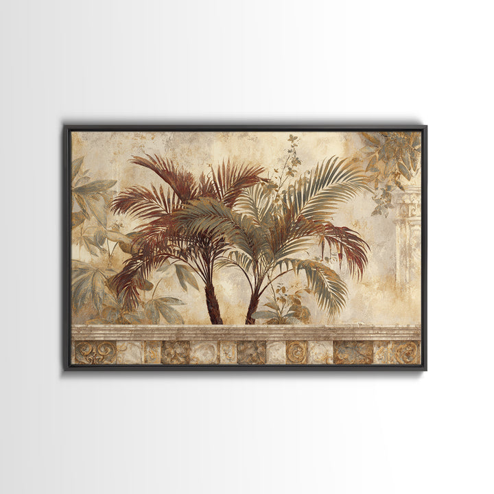 Terracotta Palm Leaves Framed Canvas Print, Boho Art, Contemporary Art, Living Room Decor, Fine Art, Bohemian, Art Deco, BOH-3x2-81