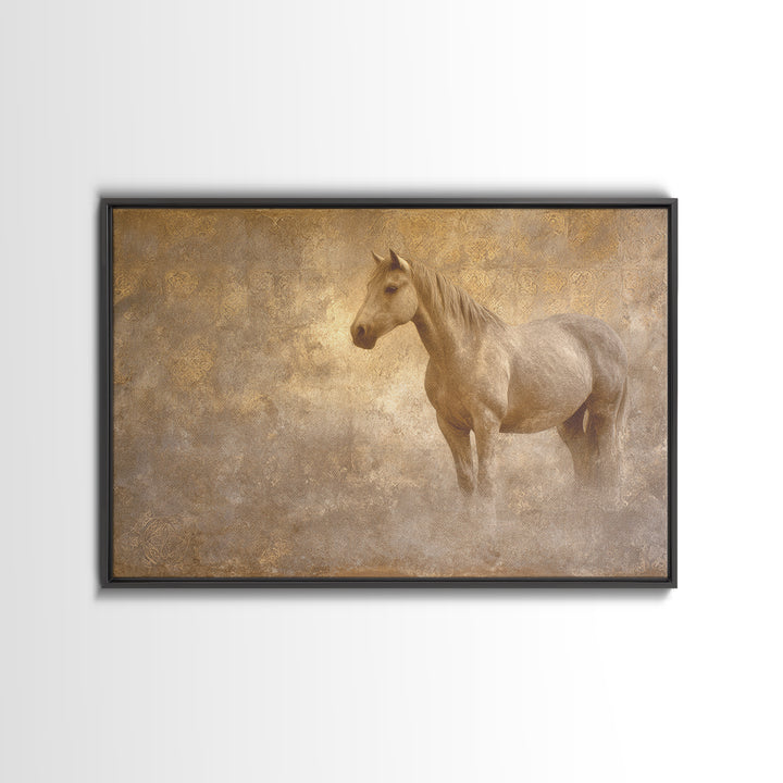 Wild Horse in Dusty Golden Light Canvas Print, Boho Art, Art Deco, Living Room Decor, Fine Art, Bohemian, Modern Wall Art, BOH-3x2-84
