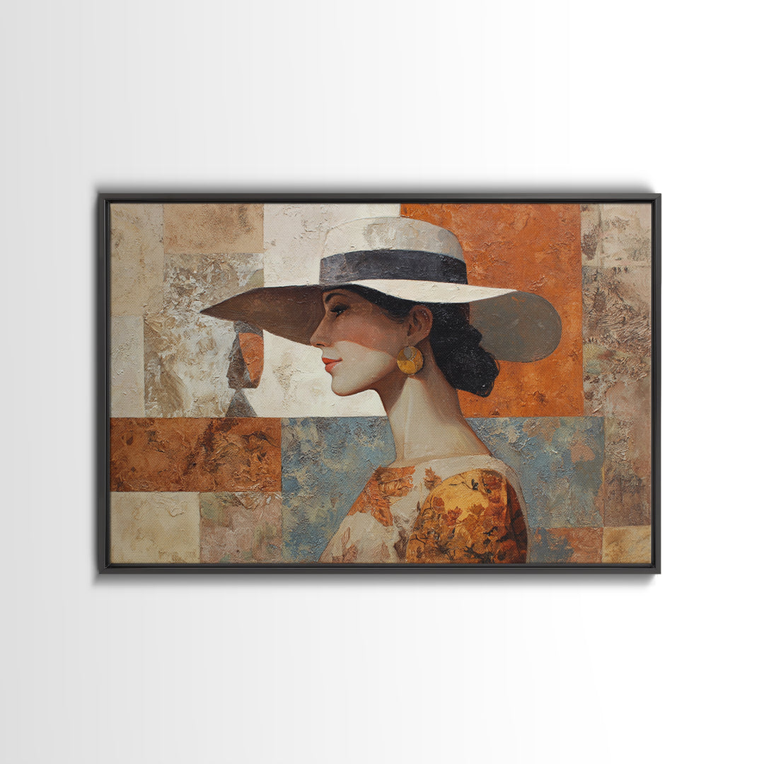 Desert Woman Portrait Framed Canvas Print, Boho Art, Living Room Wall Art, Living Room Decor, Oil Painting, Bohemian, BOH-3x2-91