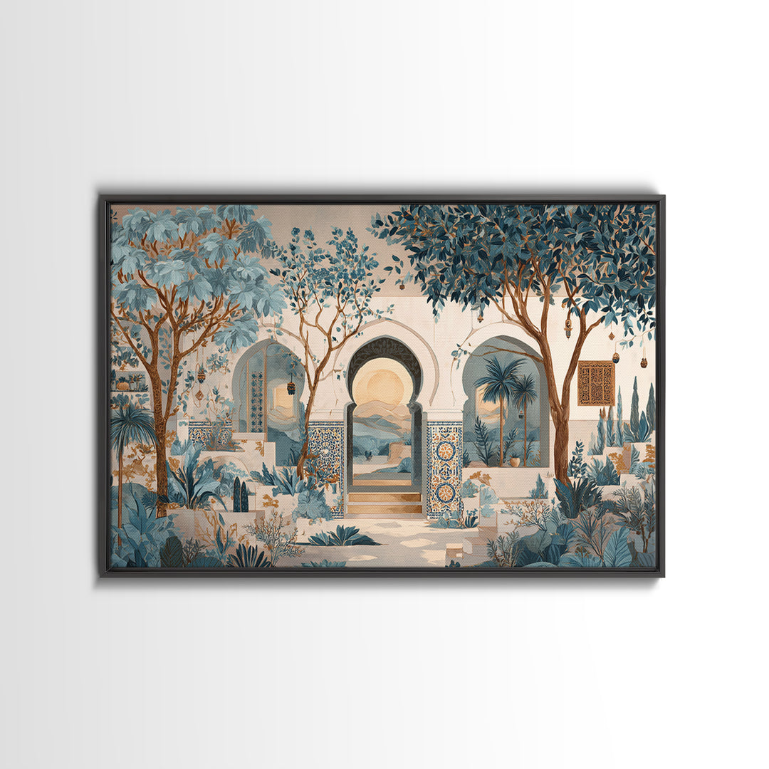 Hand Painted Moroccan Arch Framed Canvas Print, Boho Art, Boho Wall Art, Living Room Decor, Bohemian, Statement Artwork, BOH-3x2-95