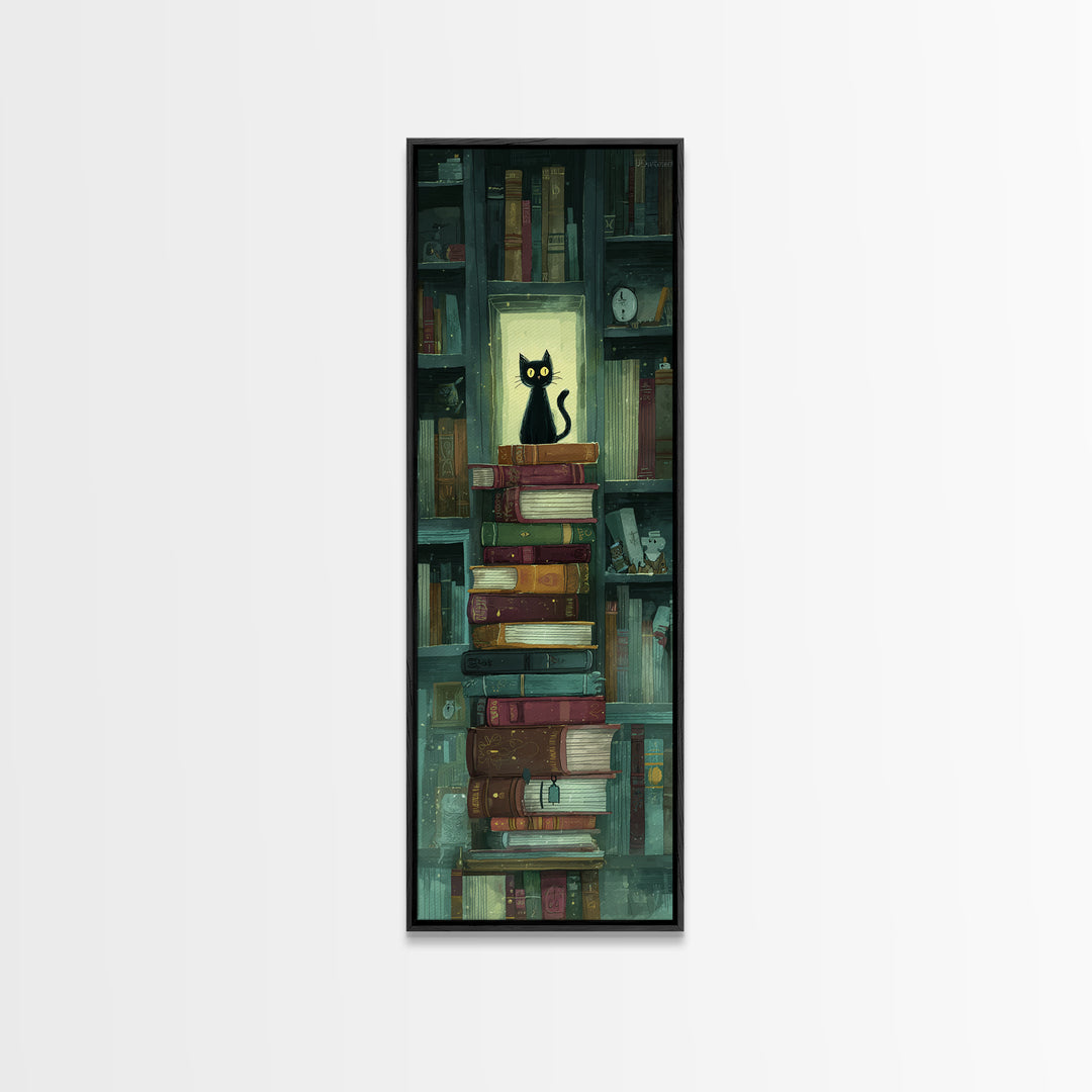 Bookshop Window Cat Canvas Print, Bookstore Art, Printable Wall Art, Bookstore Decor, Fine Art, Literary, Whimsical Art, BOO-1x3-23