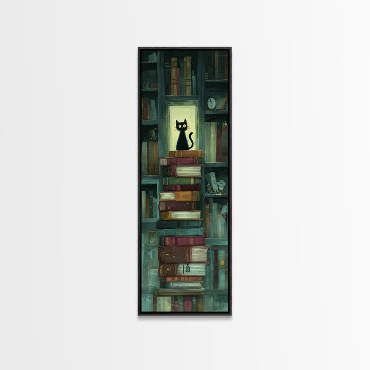 Bookshop Window Cat Canvas Print, Bookstore Art, Printable Wall Art, Bookstore Decor, Fine Art, Literary, Whimsical Art, BOO-1x3-23