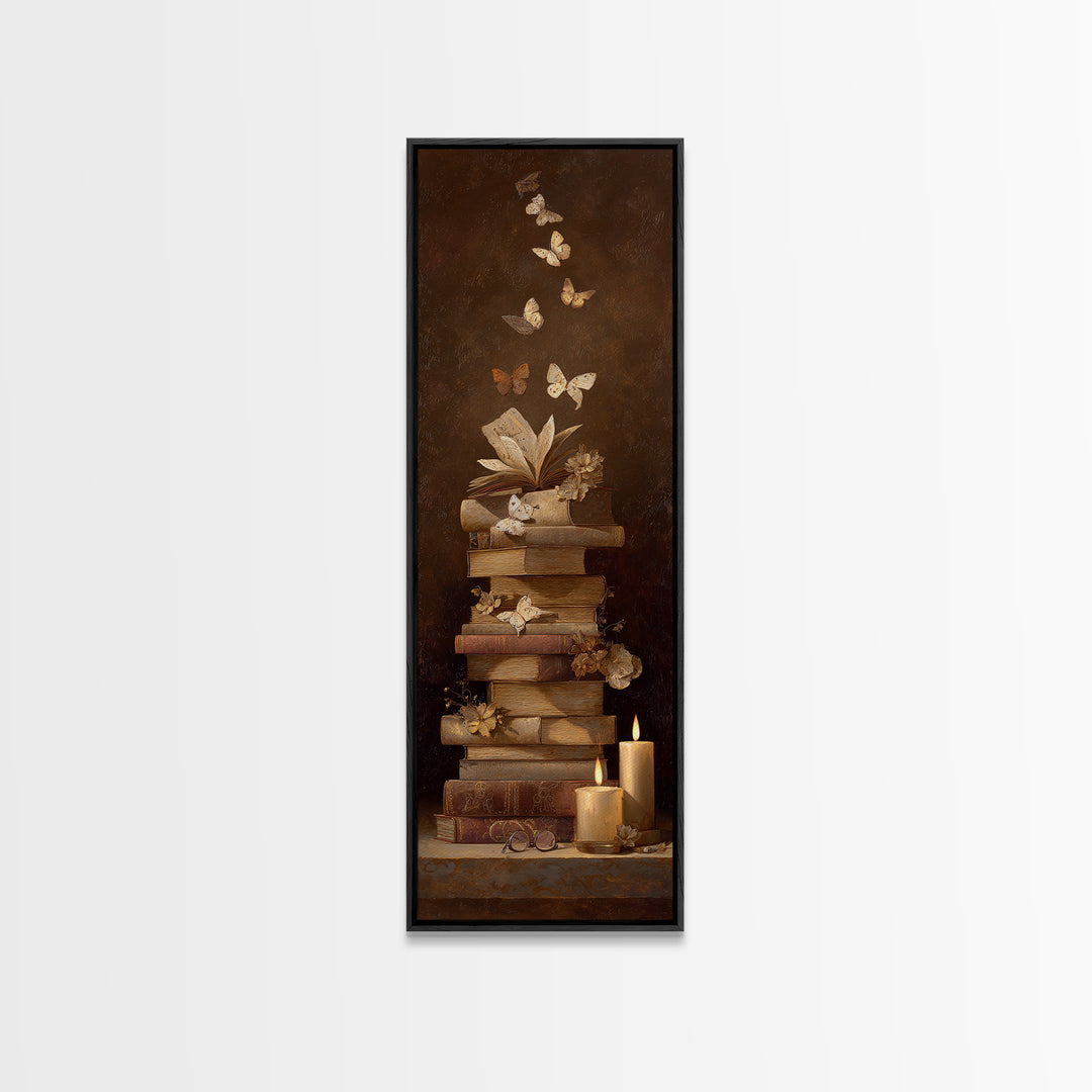 Open Book Releasing Painted Butterflies Canvas Print, Bookstore Art, Whimsical Art, Bookstore Decor, Fine Art, Literary, BOO-1x3-88