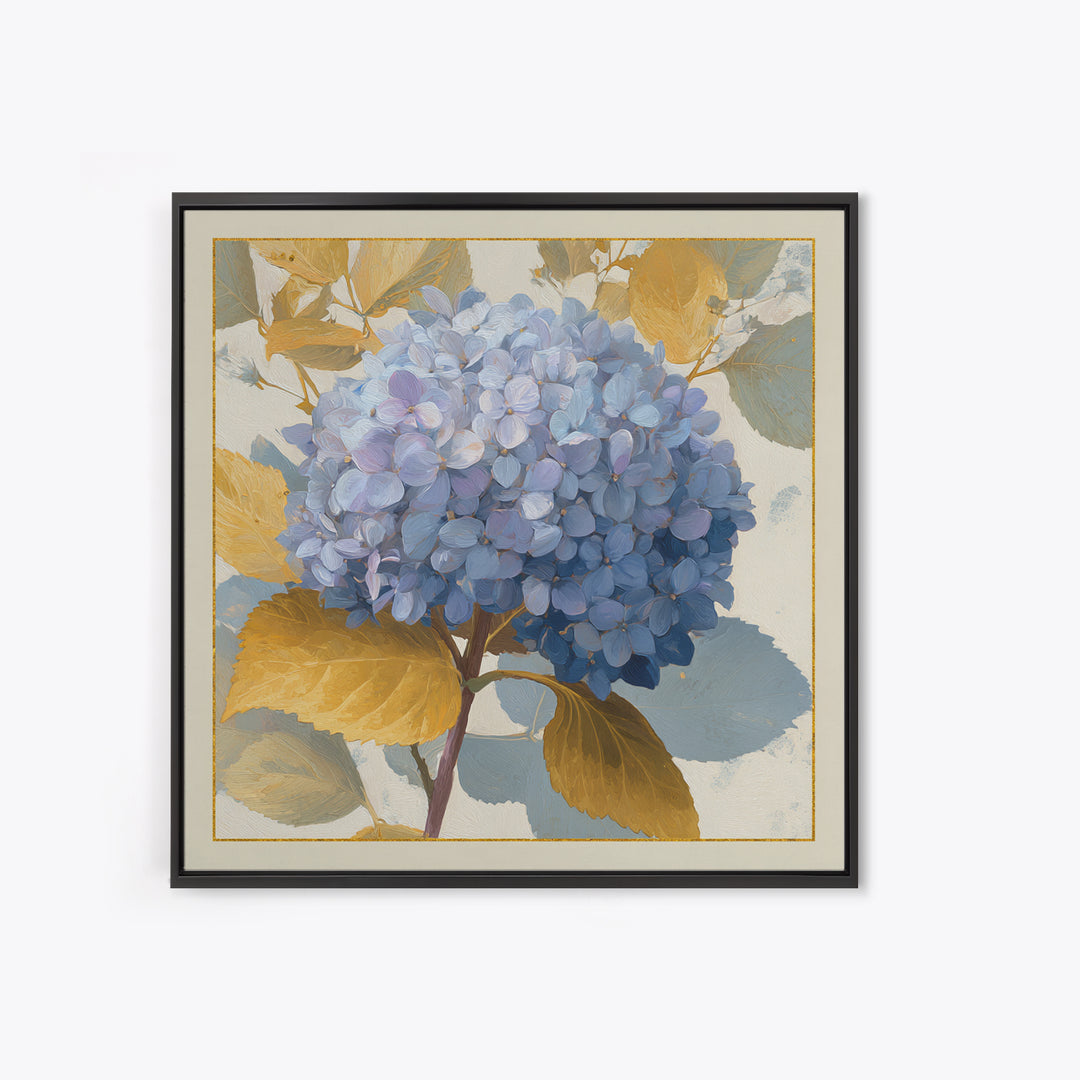 Blue Hydrangea Cluster Framed Canvas Print, Botanical Art, Modern Wall Art, Living Room Decor, Fine Art, Botanic, BOT-1x1-42