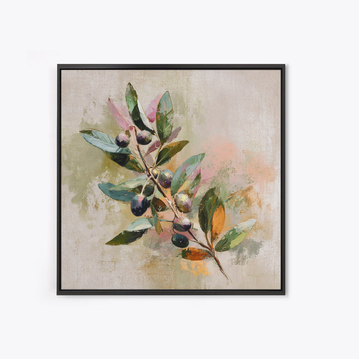 Single Olive Branch Canvas Print, Botanical Art, Living Room Wall Art, Living Room Decor, Fine Art, Botanic, Contemporary Art, BOT-1x1-55
