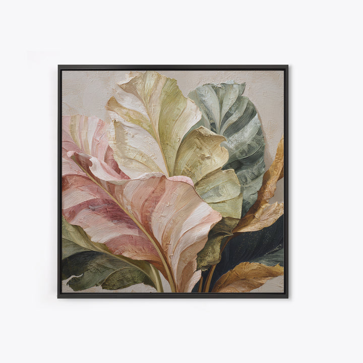Tropical Banana Leaf Painted Framed Canvas Print, Botanical Art, Home Gift, Living Room Decor, Fine Art, Botanic, Boho Wall Art, BOT-1x1-56