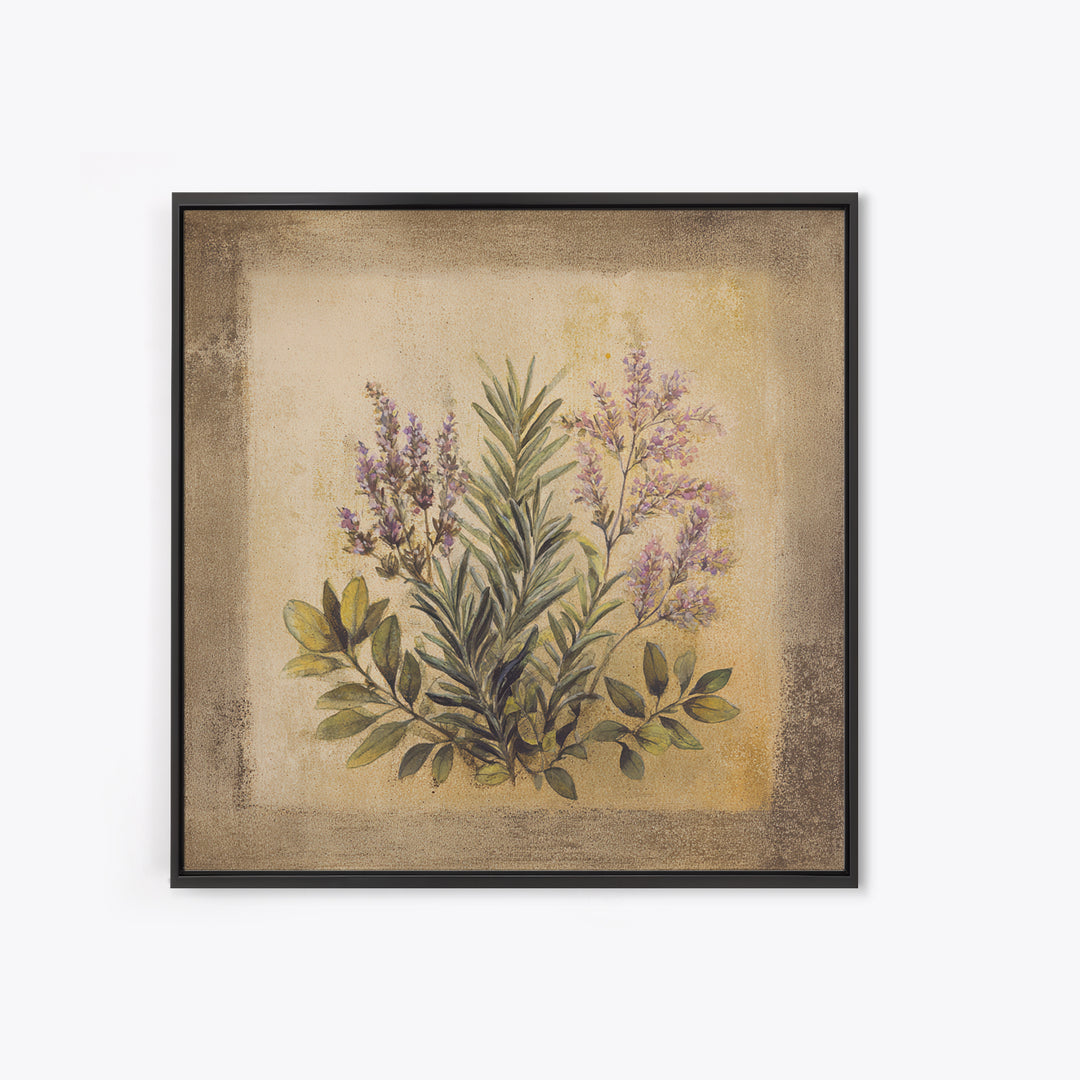Herb Garden Watercolor Canvas Print, Botanical Art, Poster, Living Room Decor, Fine Art, Botanic, Art Nouveau, Framed Wall Art, BOT-1x1-77