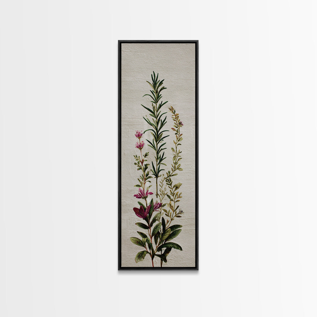 Herb Garden Watercolor Canvas Print, Botanical Art, Poster, Living Room Decor, Fine Art, Botanic, Art Nouveau, Framed Wall Art, BOT-1x3-17