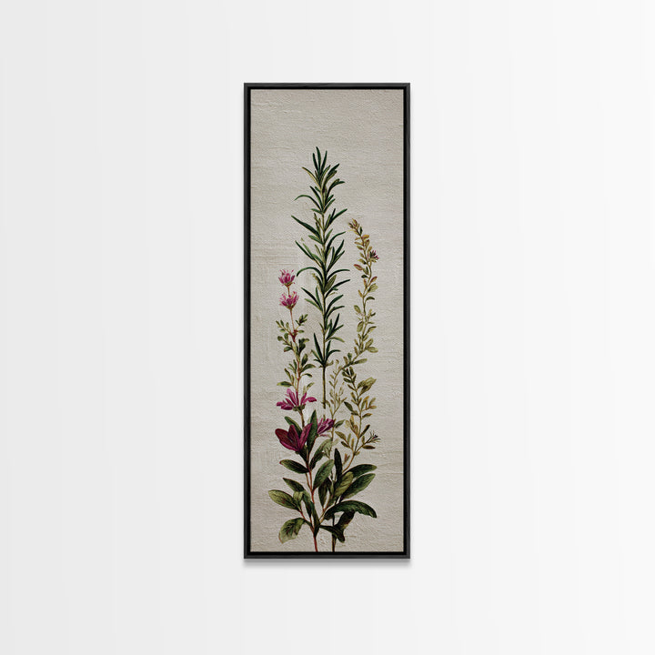 Herb Garden Watercolor Canvas Print, Botanical Art, Poster, Living Room Decor, Fine Art, Botanic, Art Nouveau, Framed Wall Art, BOT-1x3-17