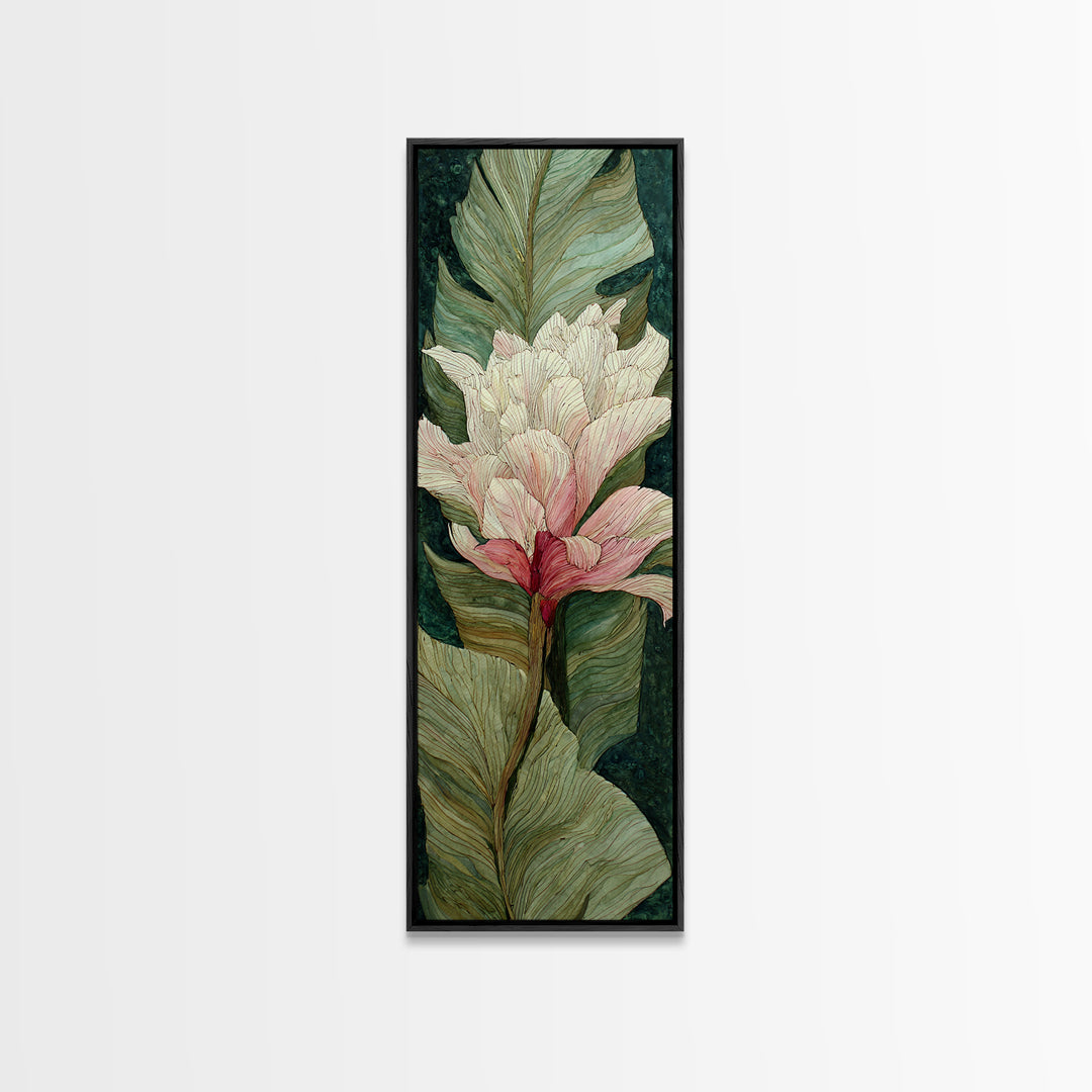 Tropical Banana Leaf Painted Framed Canvas Print, Botanical Art, Poster, Living Room Decor, Fine Art, Botanic, Art Nouveau, BOT-1x3-20