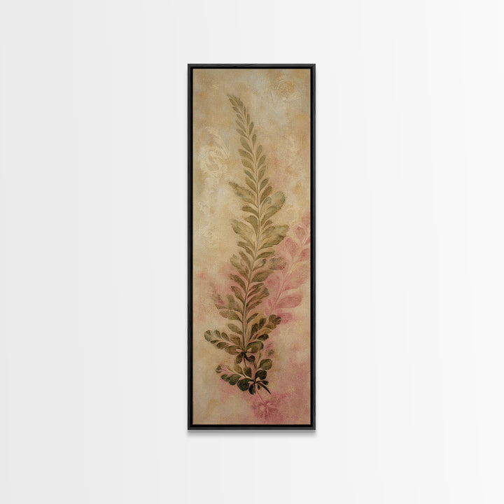 Fern Shadow Pattern on Plaster Surface Canvas Print, Botanical Art, Whimsical Decor, Living Room Decor, Oil Painting, Botanic, BOT-1x3-59