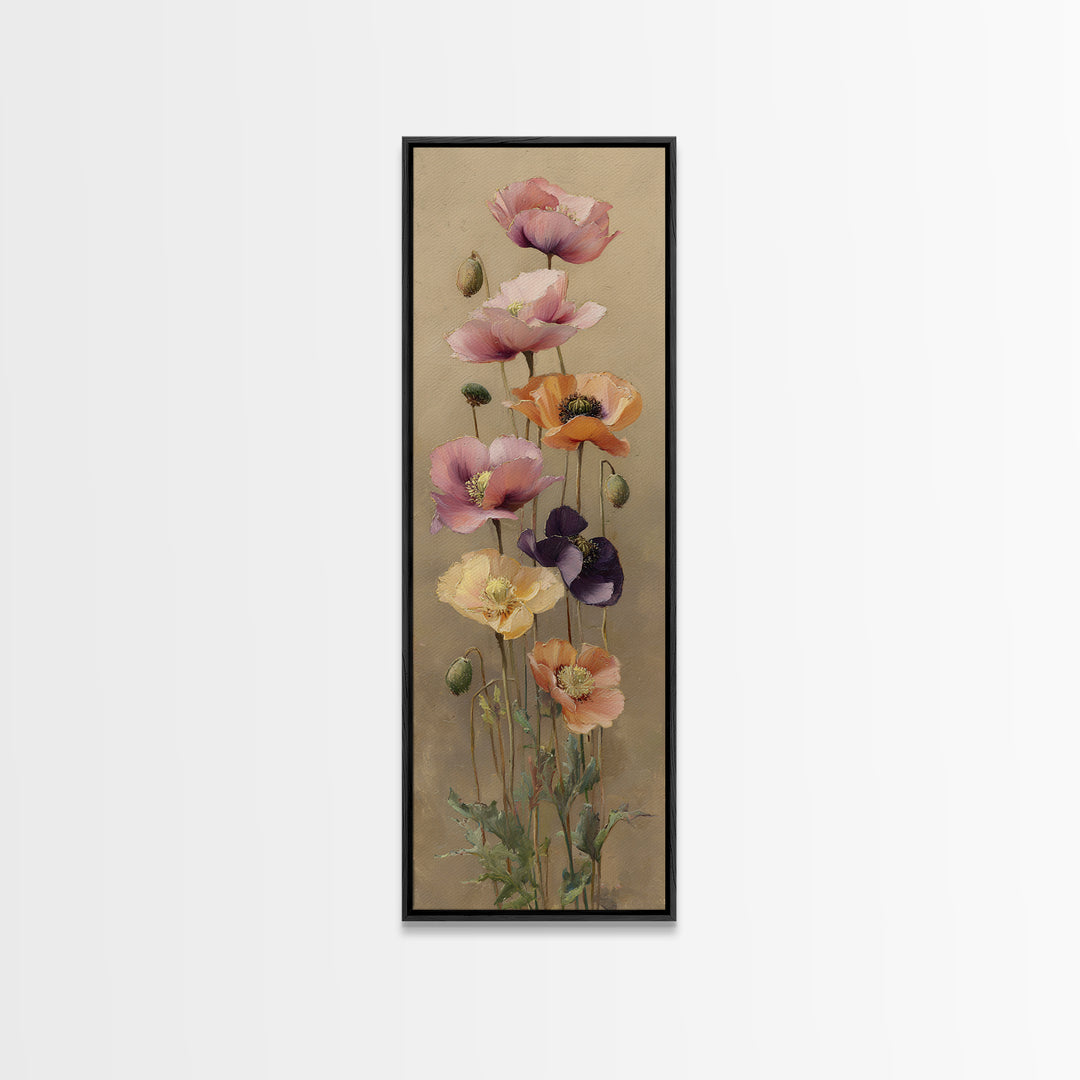 Poppy Field Botanical Study Canvas Print, Botanical Art, Poster, Living Room Decor, Botanic, Art Nouveau, Framed Wall Art, BOT-1x3-77