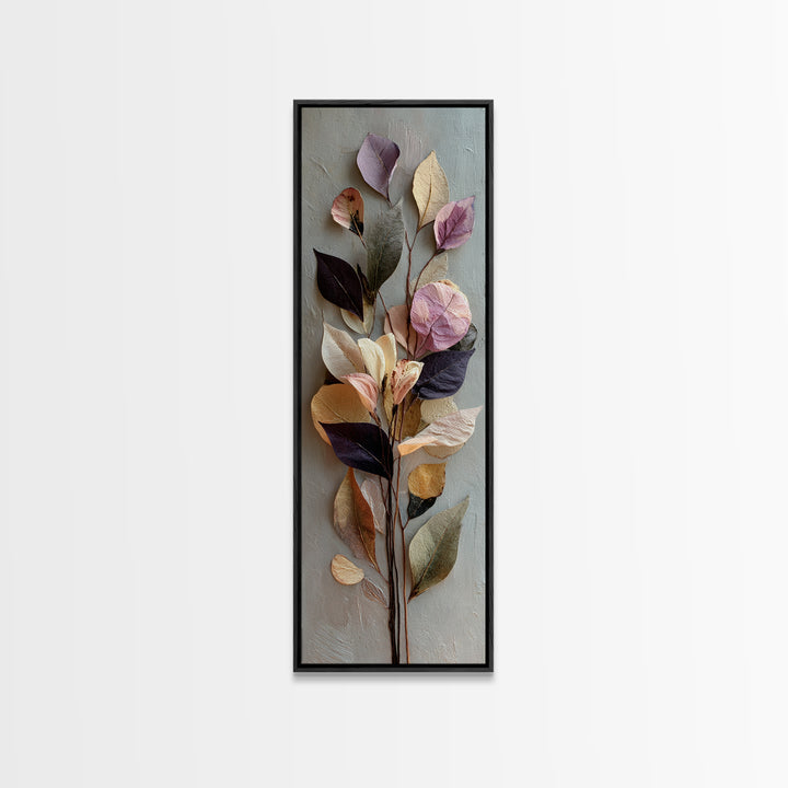 Autumn Leaves Specimen Collection Framed Canvas Print, Botanical Art, Living Room Decor, Watercolor Art, Botanic, BOT-1x3-8
