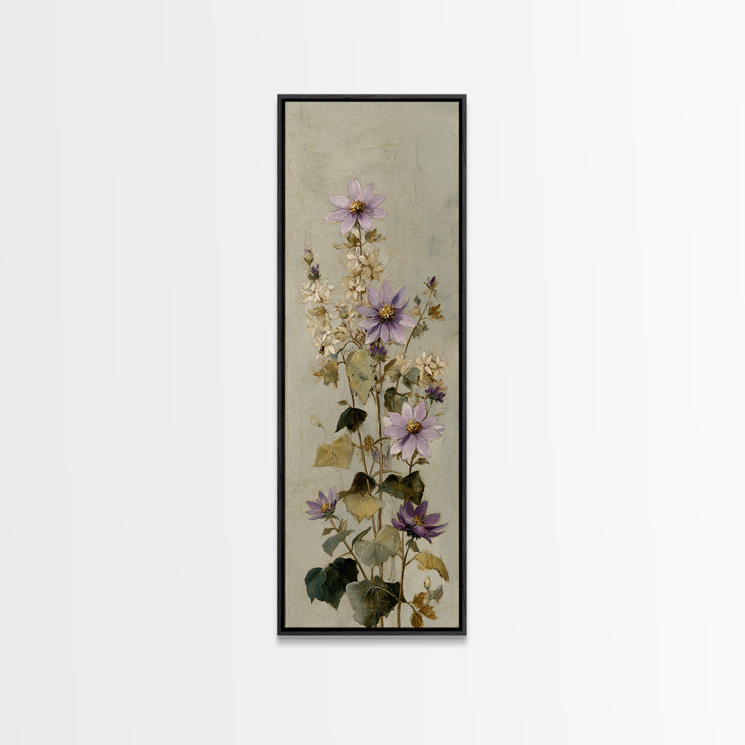 Delicate Wildflower Study Framed Canvas Print, Botanical Art, Statement Artwork, Living Room Decor, Fine Art, Botanic, BOT-1x3-87