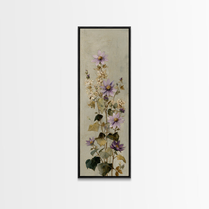 Delicate Wildflower Study Framed Canvas Print, Botanical Art, Statement Artwork, Living Room Decor, Fine Art, Botanic, BOT-1x3-87