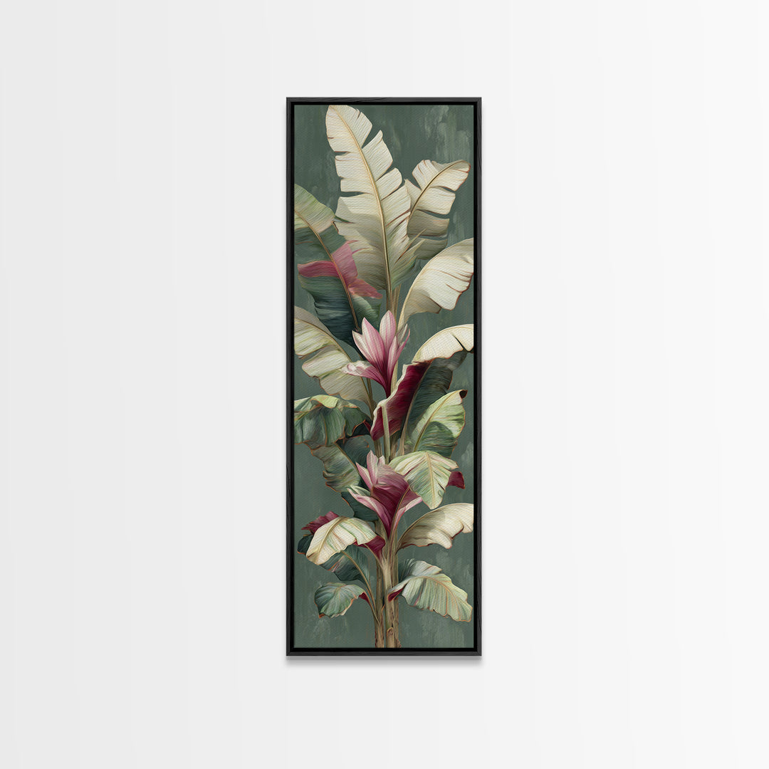 Tropical Banana Leaf Painted Framed Canvas Print, Botanical Art, Watercolor Painting, Living Room Decor, Fine Art, Botanic, BOT-1x3-92