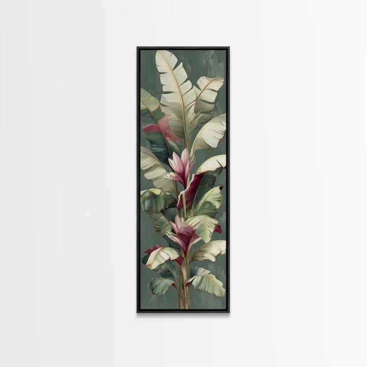 Tropical Banana Leaf Painted Framed Canvas Print, Botanical Art, Watercolor Painting, Living Room Decor, Fine Art, Botanic, BOT-1x3-92