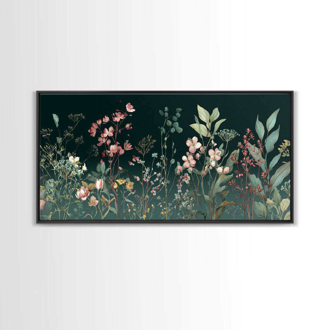 Delicate Wildflower Study Framed Canvas Print, Botanical Art, Wall Art Prints, Living Room Decor, Watercolor Art, Botanic, BOT-2x1-23