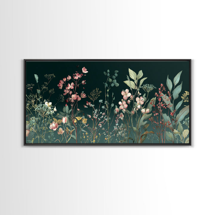Delicate Wildflower Study Framed Canvas Print, Botanical Art, Wall Art Prints, Living Room Decor, Watercolor Art, Botanic, BOT-2x1-23