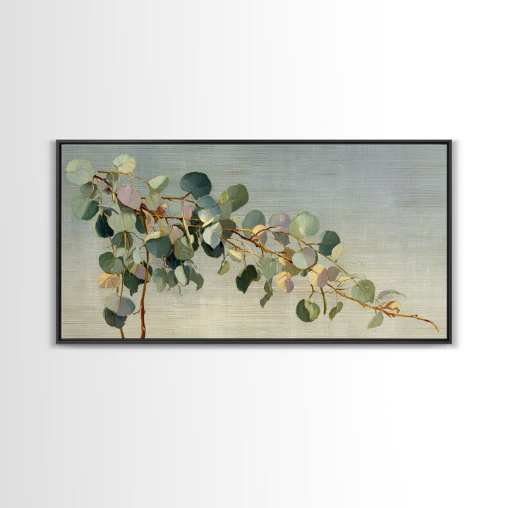 Eucalyptus Stems in Soft Sage Tones Framed Canvas Print, Botanical Art, Abstract Art, Living Room Decor, Fine Art, Botanic, BOT-2x1-55