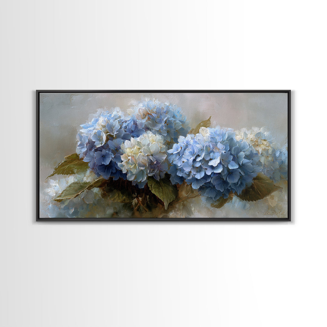 Blue Hydrangea Cluster Canvas Print, Botanical Art, Wall Art, Living Room Decor, Watercolor Art, Botanic, Digital Wall Art, BOT-2x1-62