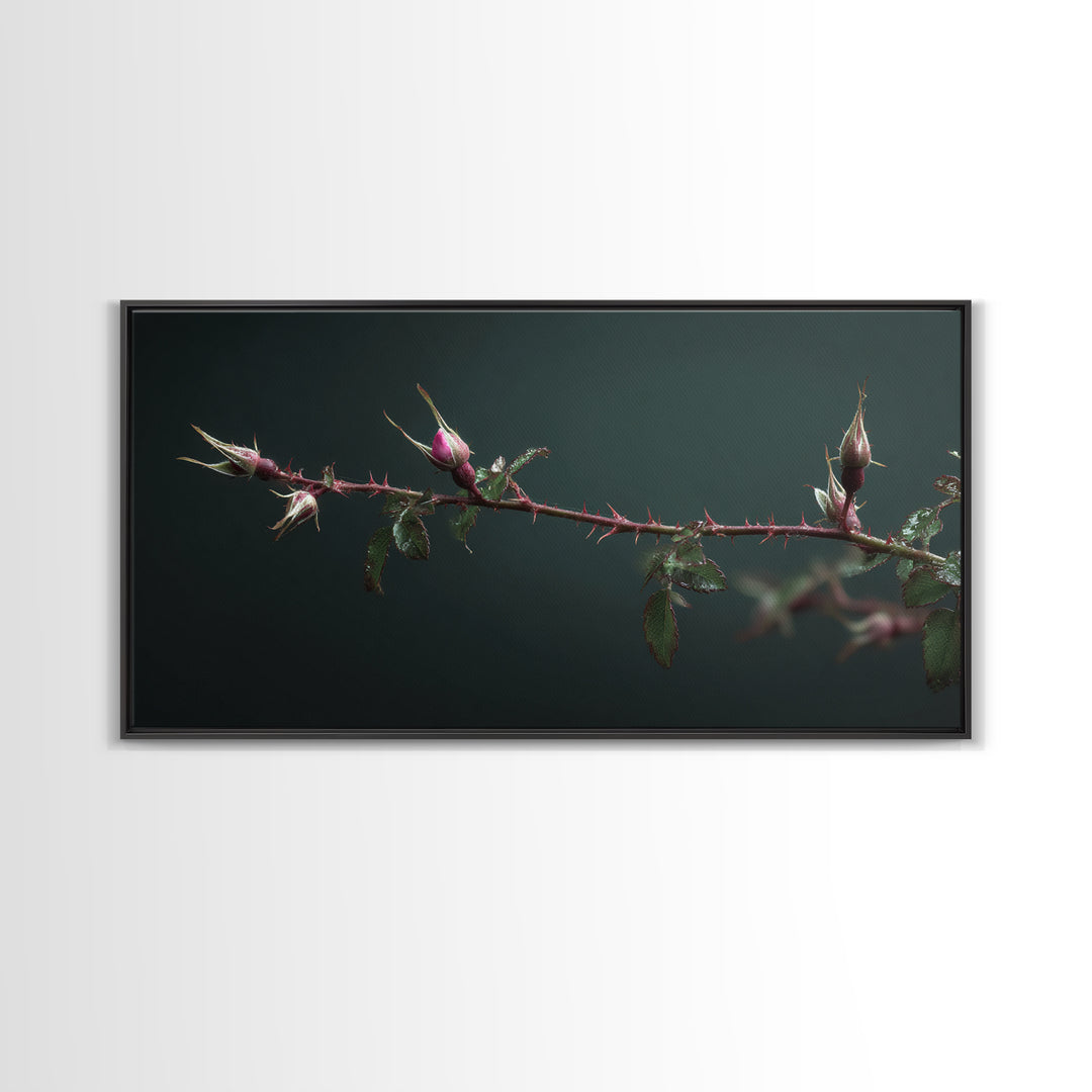 Wild Rose Branch Canvas Print, Botanical Art, Home Decor, Living Room Decor, Fine Art, Botanic, Original Art, Art Nouveau, BOT-2x1-66