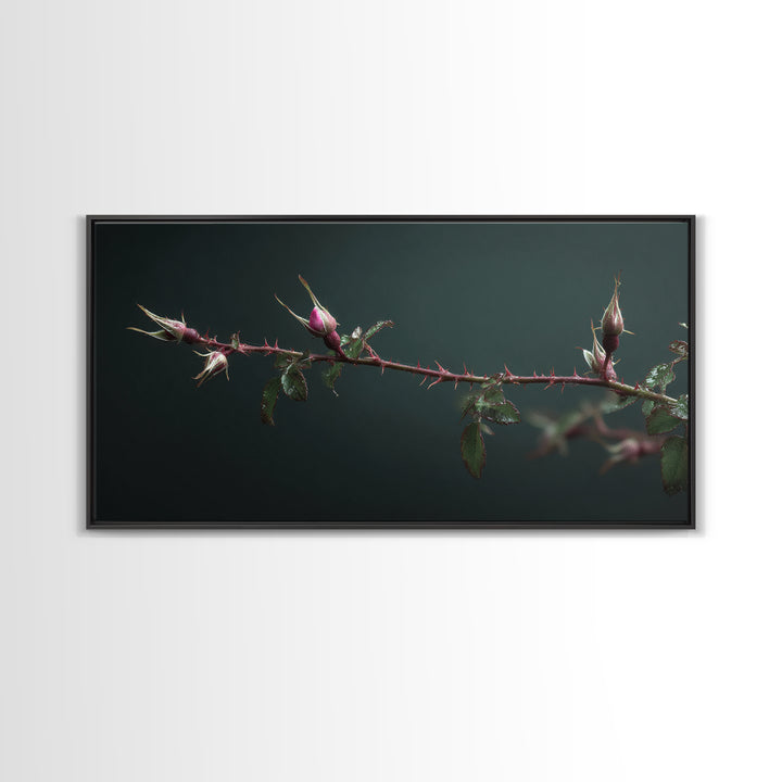 Wild Rose Branch Canvas Print, Botanical Art, Home Decor, Living Room Decor, Fine Art, Botanic, Original Art, Art Nouveau, BOT-2x1-66
