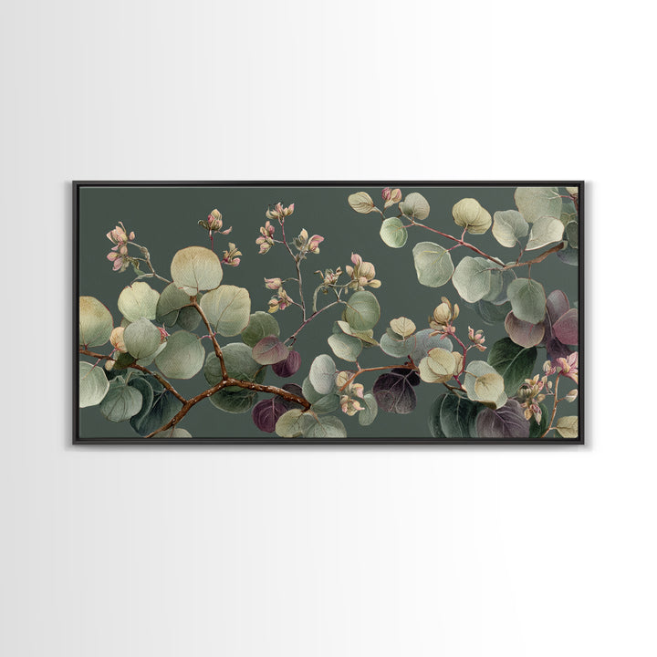 Eucalyptus Stems in Soft Sage Tones Framed Canvas Print, Botanical Art, Print, Living Room Decor, Watercolor Art, Botanic, BOT-2x1-7