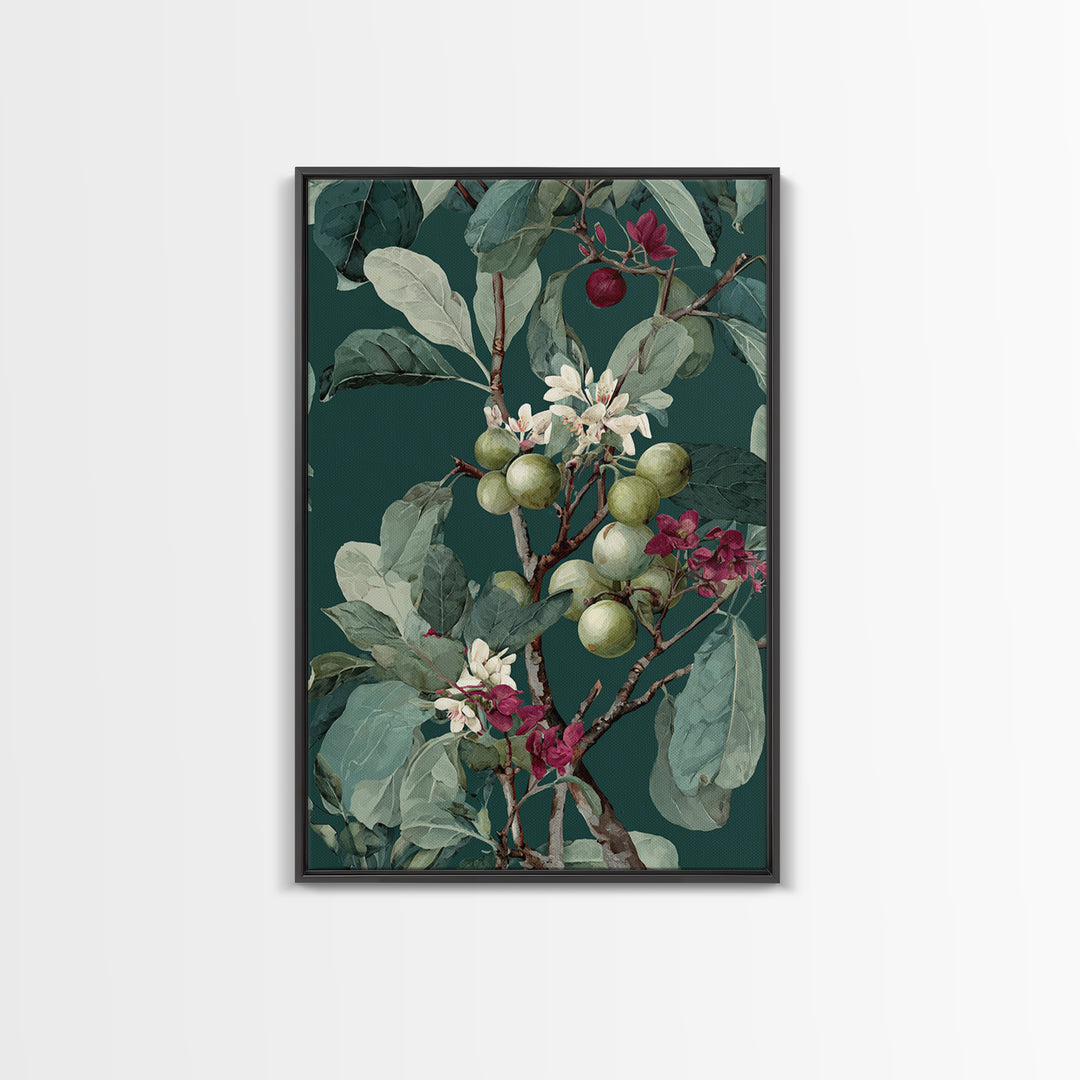 Fig Branch with Fruit and Broad Leaves Canvas Print, Botanical Art, Art Print, Living Room Decor, Fine Art, Botanic, BOT-2x3-23