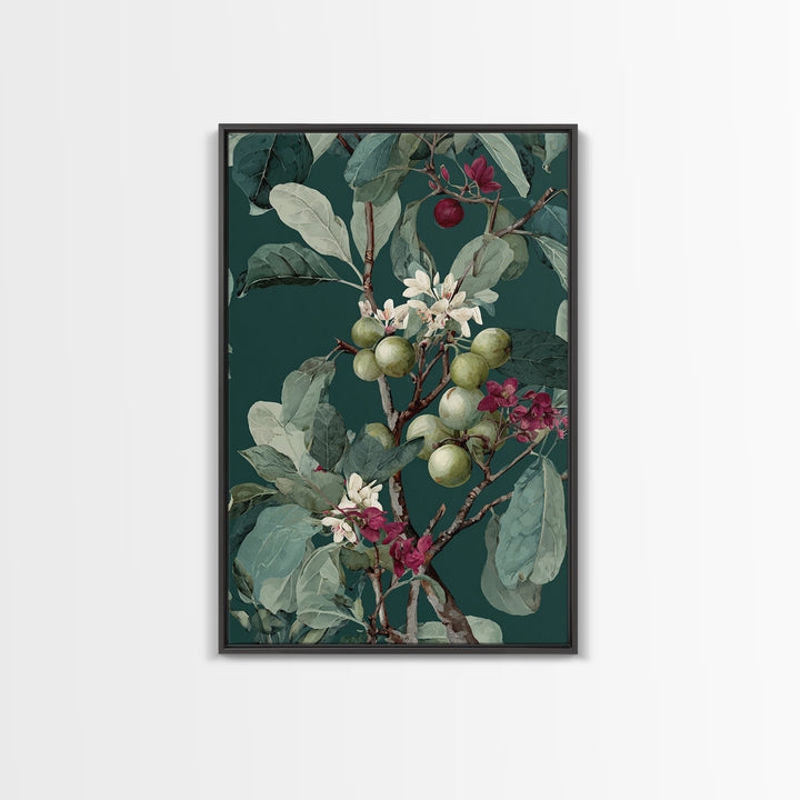 Fig Branch with Fruit and Broad Leaves Canvas Print, Botanical Art, Art Print, Living Room Decor, Fine Art, Botanic, BOT-2x3-23