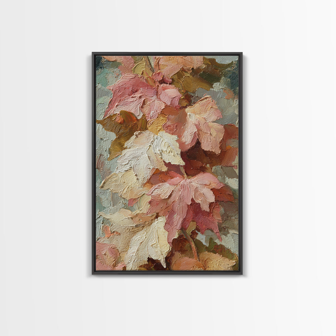 Autumn Leaves Specimen Collection Framed Canvas Print, Botanical Art, Whimsical Decor, Living Room Decor, Oil Painting, Botanic, BOT-2x3-28