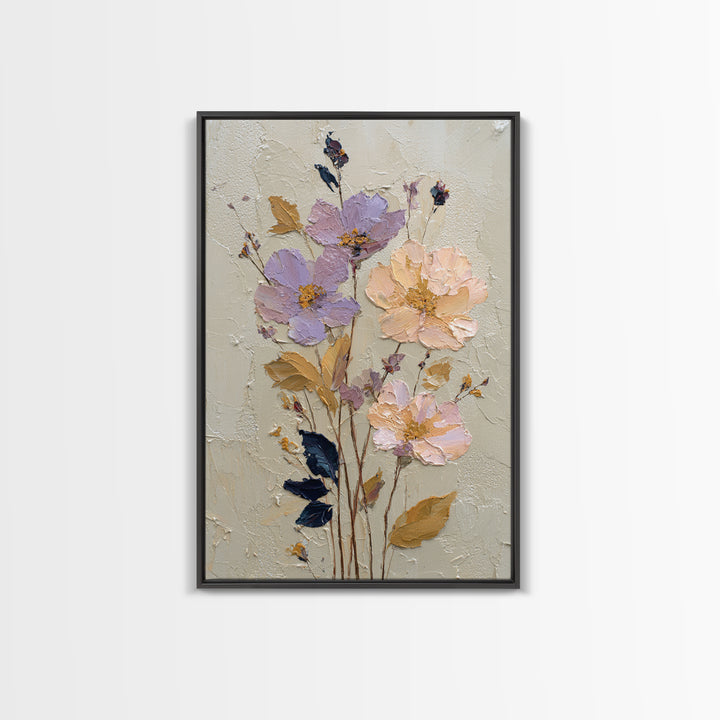 Delicate Wildflower Study Framed Canvas Print, Botanical Art, Art Nouveau, Living Room Decor, Watercolor Art, Botanic, BOT-2x3-59