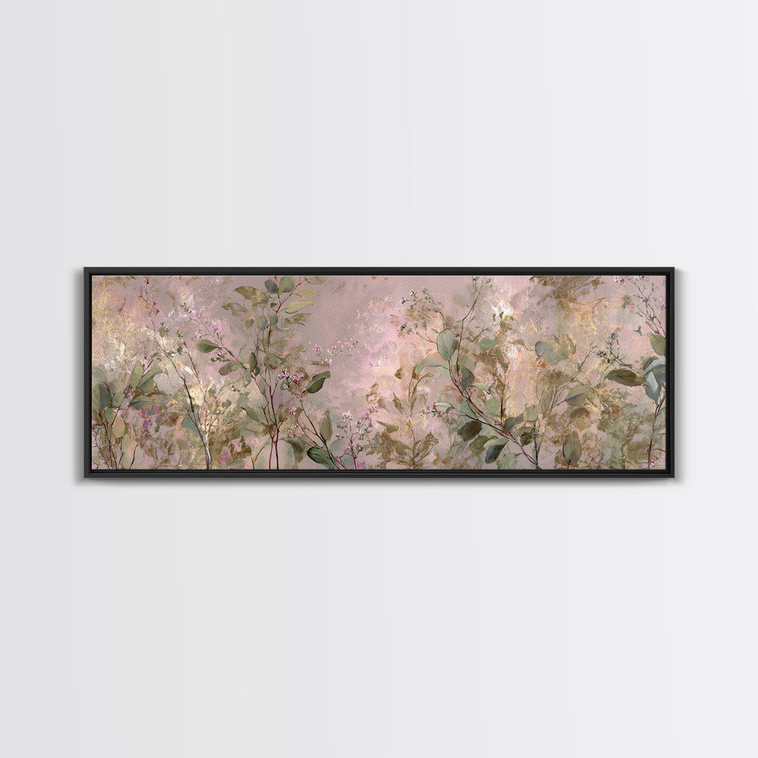 Eucalyptus Stems in Soft Sage Tones Framed Canvas Print, Botanical Art, Textured Painting, Living Room Decor, Fine Art, Botanic, BOT-3x1-27