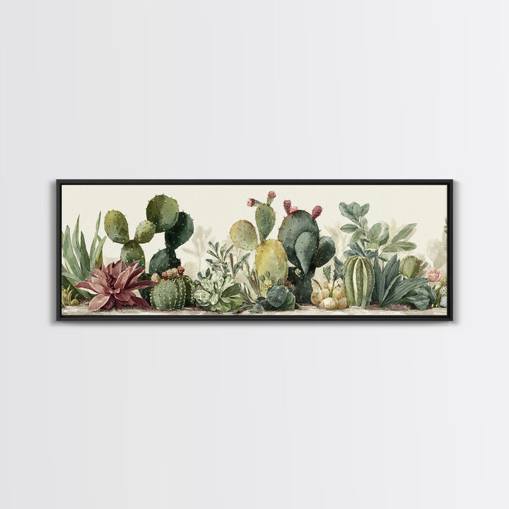 Cactus Botanical Plate Canvas Print, Botanical Art, Living Room Decor, Fine Art, Botanic, Fine Art Print, Statement Artwork, BOT-3x1-29