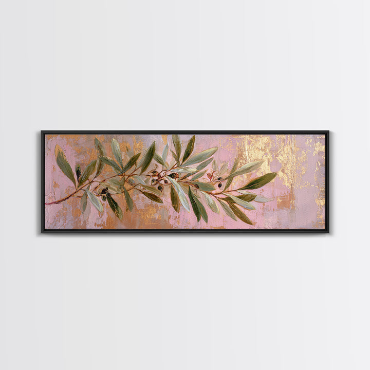 Single Olive Branch Canvas Print, Botanical Art, Digital Wall Art, Living Room Decor, Oil Painting, Botanic, BOT-3x1-71
