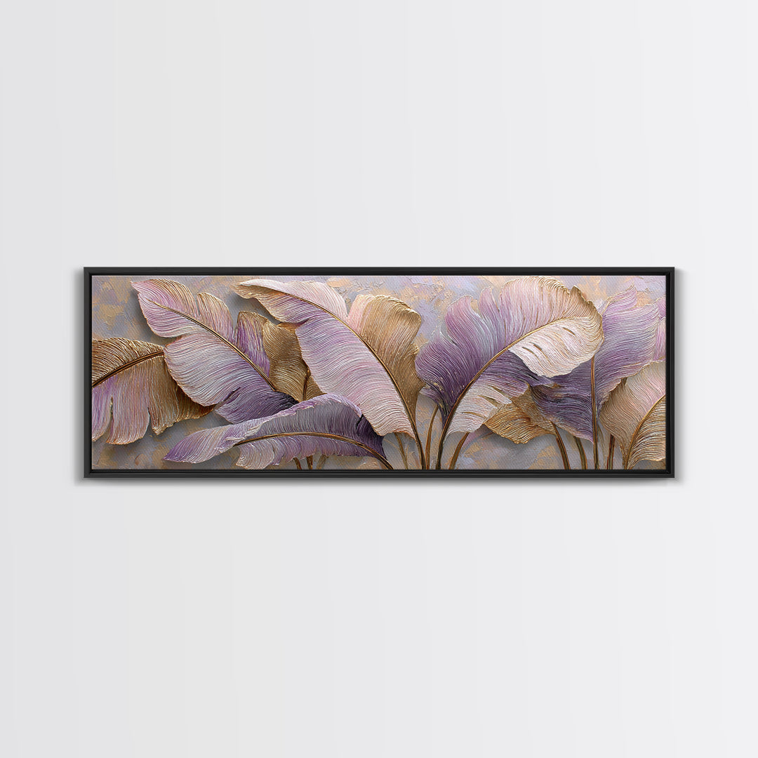 Tropical Banana Leaf Painted Canvas Print, Botanical Art, Textured Painting, Living Room Decor, Fine Art, Botanic, BOT-3x1-96