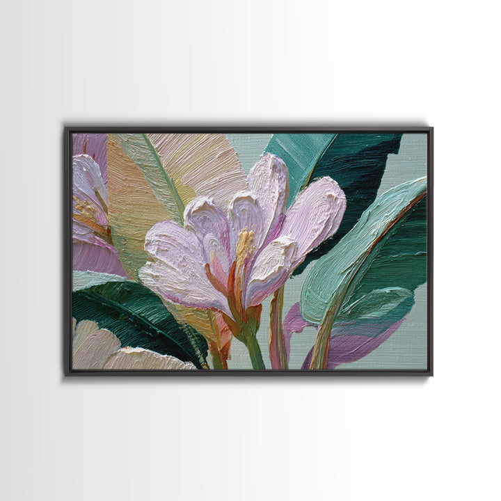 Tropical Banana Leaf Painted Canvas Print, Botanical Art, Whimsical Decor, Living Room Decor, Oil Painting, Botanic, BOT-3x2-12